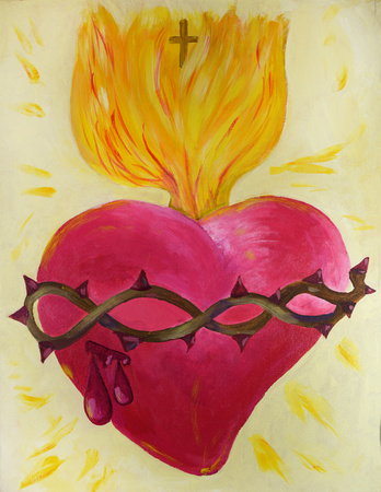 Sacred heart in acrylic
